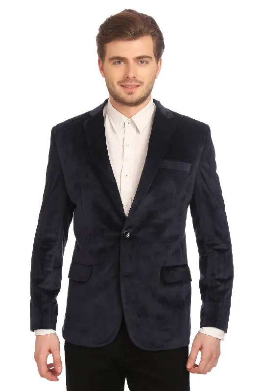 Dust Free Cotton Velvet Blue Blazer Luxurious Men's High