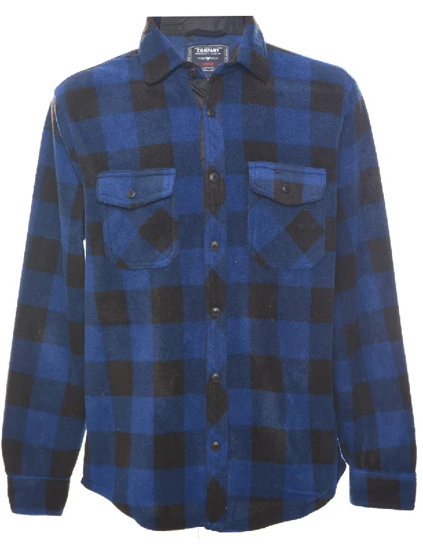 Long Sleeved Fleece Checked Shirt - L Masculine Men's 