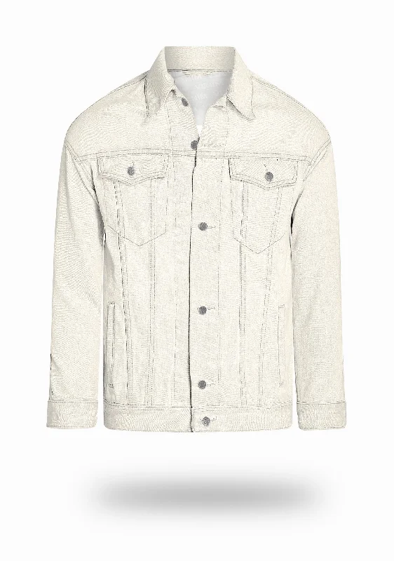 Longer Off-White Denim Jacket Edgy Men's Punk