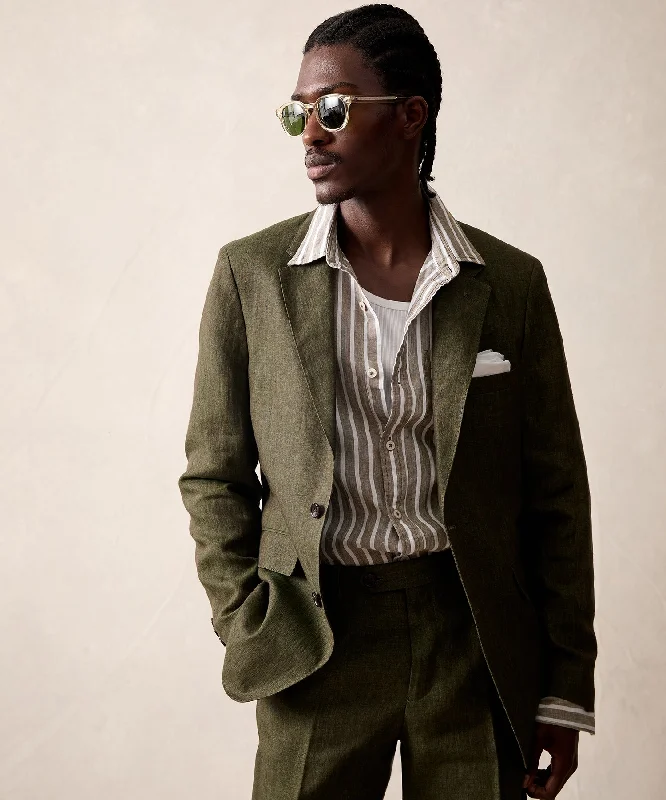 Italian Linen Sutton Jacket in Olive Bohemian Men's Free