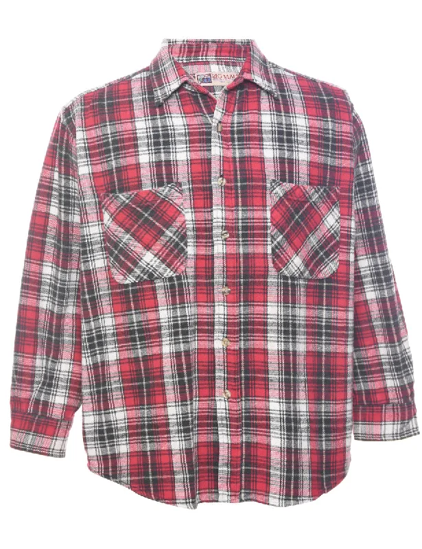 Long Sleeved Checked Shirt - L Polished Men's Silk