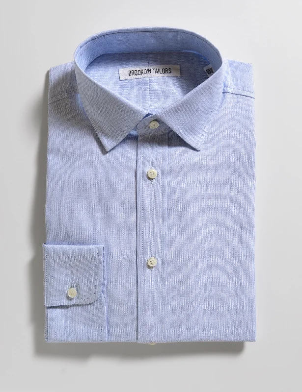 BKT20 Slim Dress Shirt in Cotton Basketweave - Pale Blue Dynamic Men's High