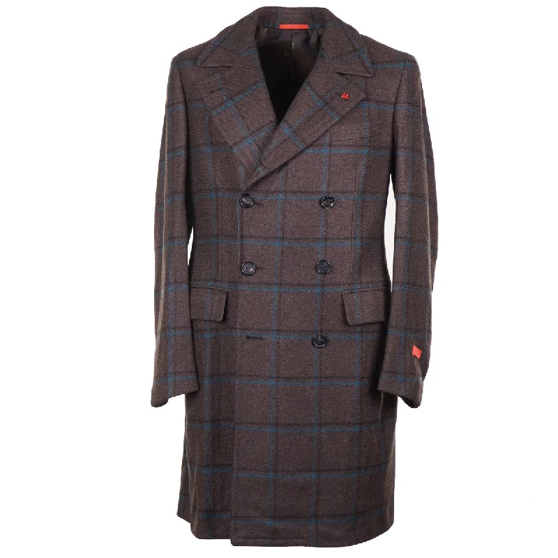 Isaia 'Marshall' Aqua Cashmere Overcoat Earthy Men's Sustainable 