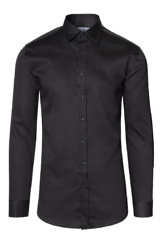 Italian Collar Dress Shirt - Black Unique Men's Patch