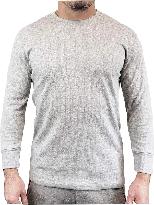 Big & Tall Long Sleeve Thermal Top | Grey Fleece-Lined Base Layer Monochromatic All