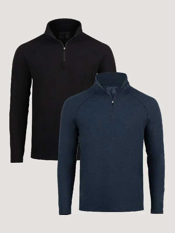 Tech Quarter Zip Black + Navy 2-Pack Luxurious Men's High