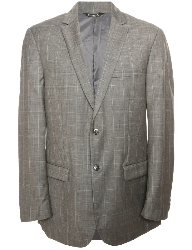 Checked Grey Blazer - L Dapper Men's 1920S