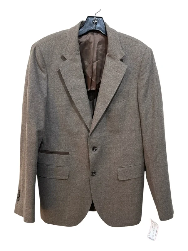 Alexander Sachs Brown Wool Blend Solid Ticket Pocket 2 Button Men's Blazer Trendy Men's Bucket