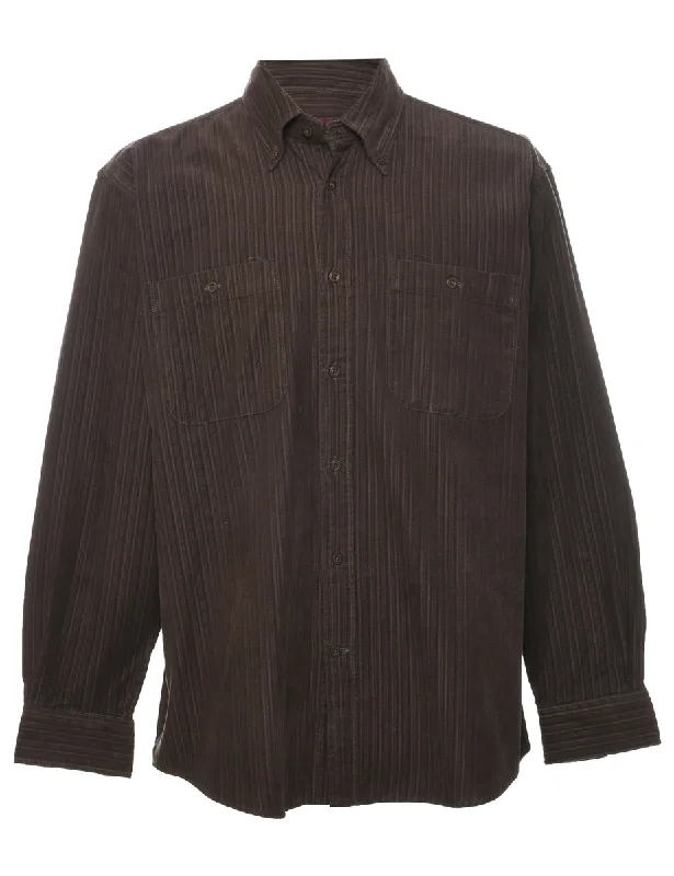 Corduroy Striped Pattern Shirt - M Masculine Men's Thick