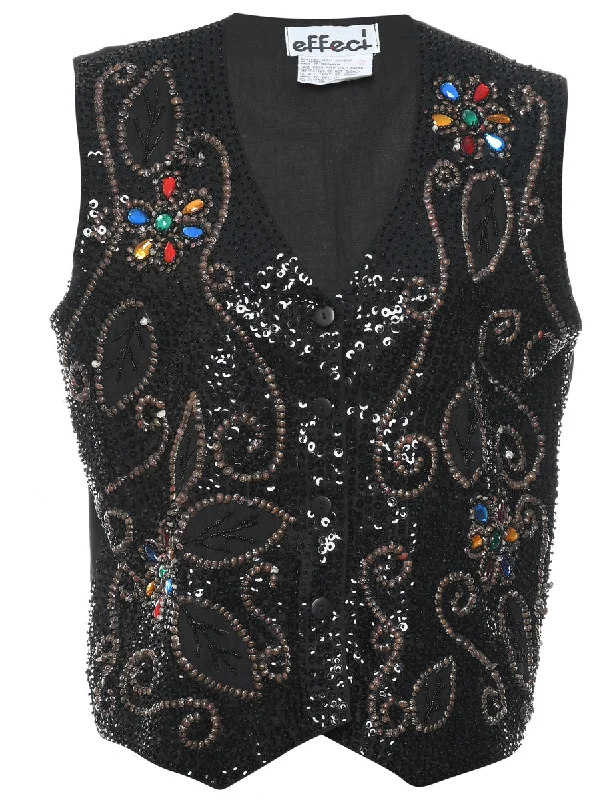 Multi-Colour Sparkly Beaded Waistcoat - L Elegant Men's Cashmere