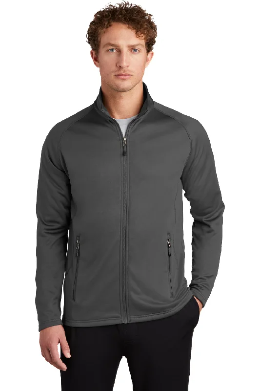 Eddie Bauer Mens Fleece Full Zip Jacket - Iron Gate Grey - Closeout Streetwear Style