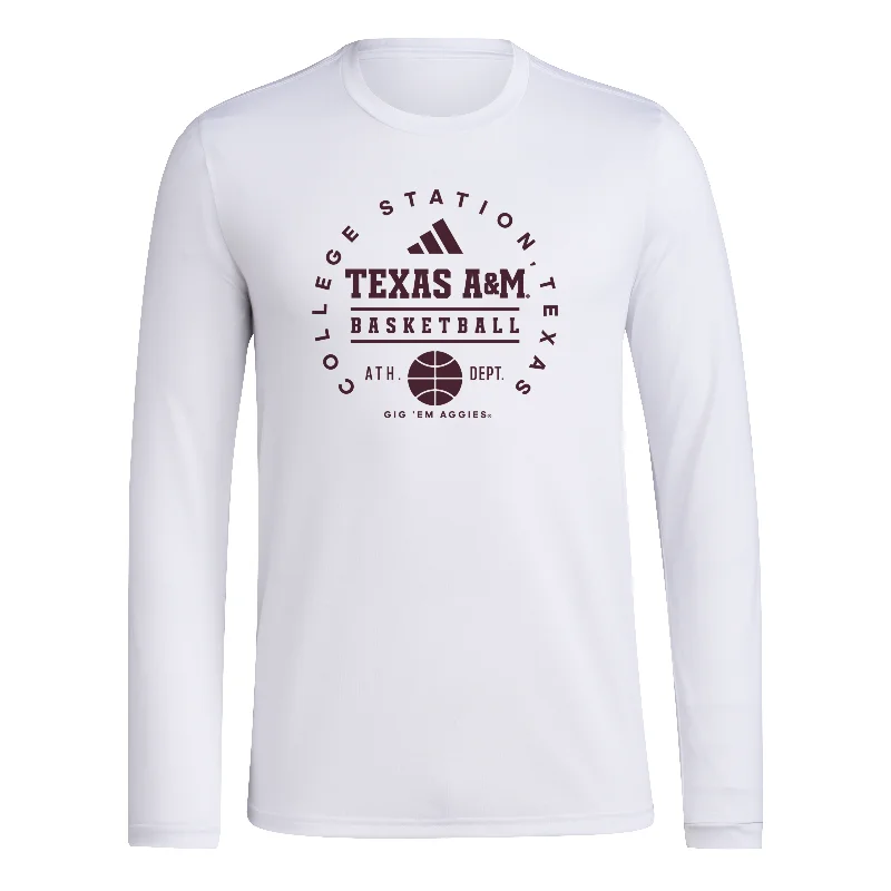 Texas A&M Basketball L/S Pre-Game Tee - College Station - New! Relaxed Men's Beach