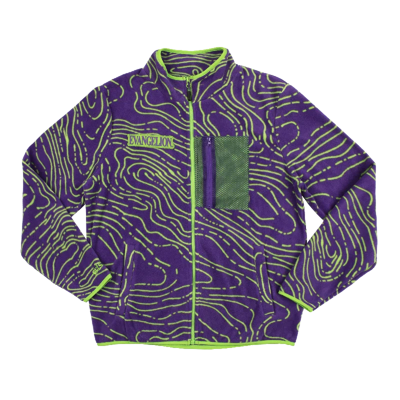 Eva Unit-01 Topography Pattern Purple Polar Fleece Trendy Men's Oversized