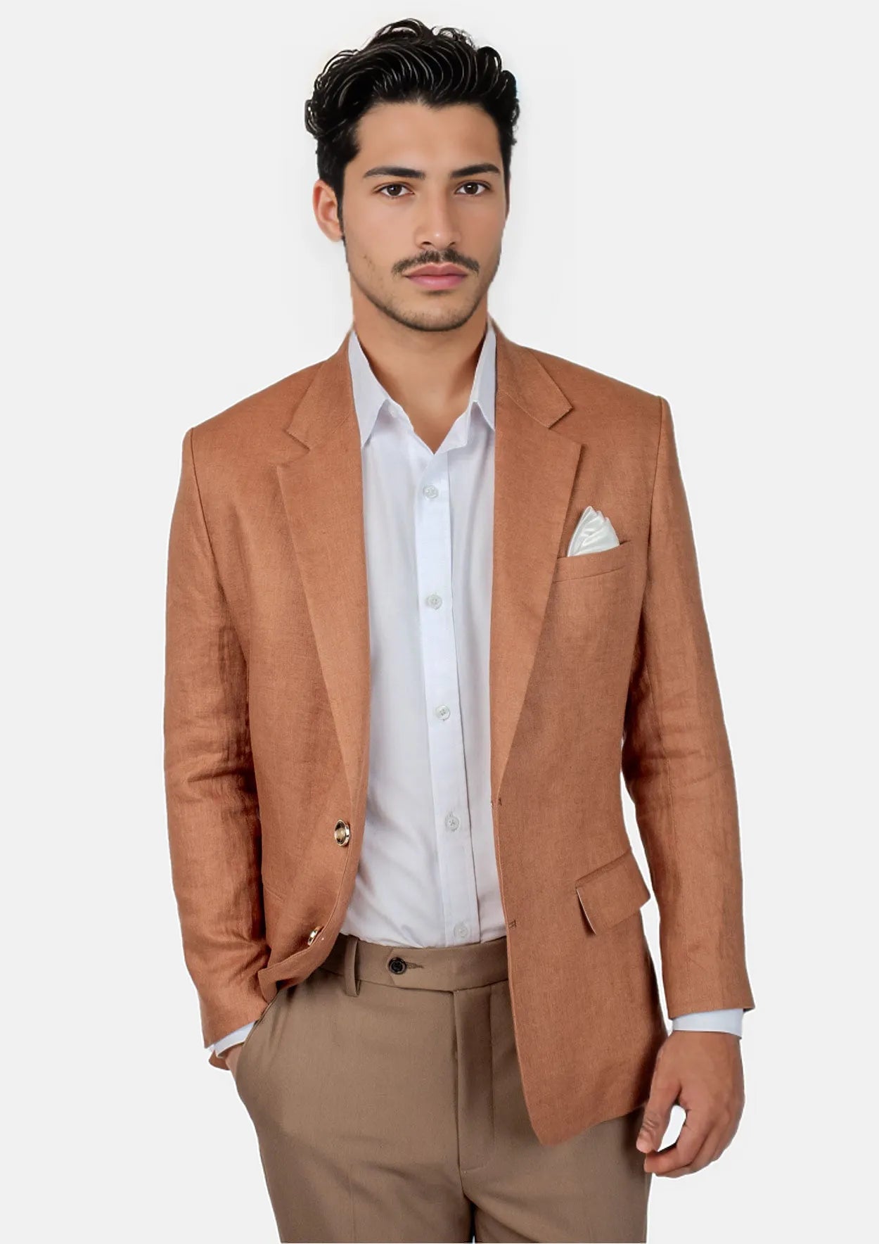 Astor Amber Brown Linen Jacket Trendy Men's Bucket