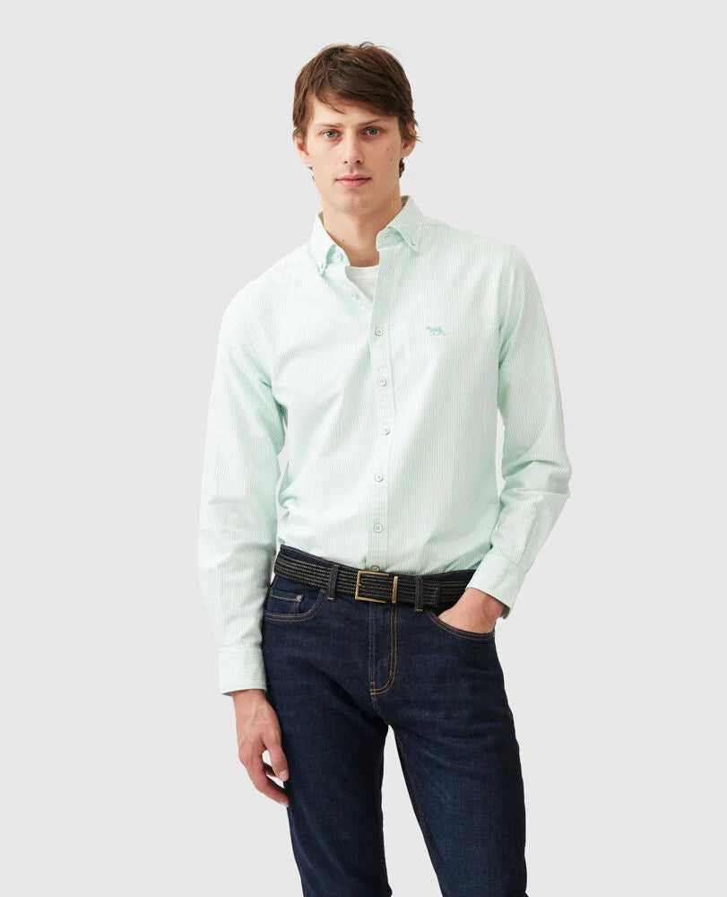 Rodd & Gunn - Gunn Oxford Shirt - Stripe - Spearmint Artistic Men's Hand