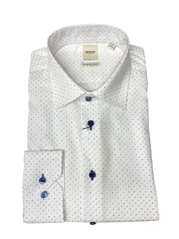 Serica Classics Semi Tapered 100% Cotton White Dress Shirt - C2462111 Monochromatic All