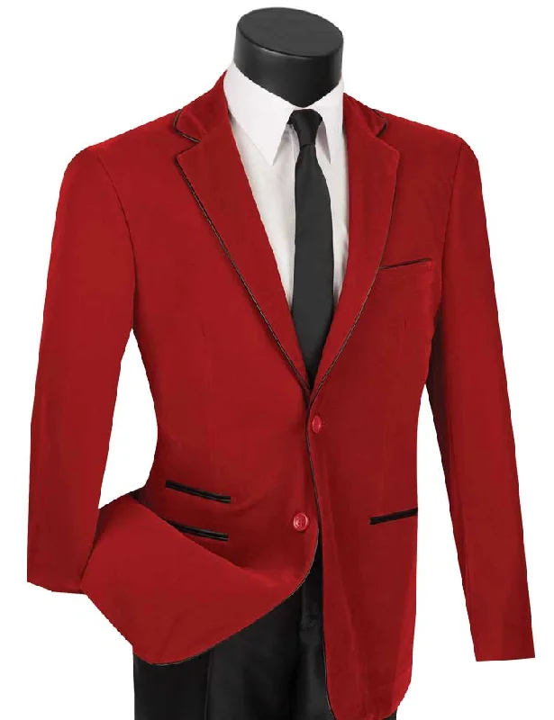 Red velvet Slim Fit  Blazer Bohemian Men's Free