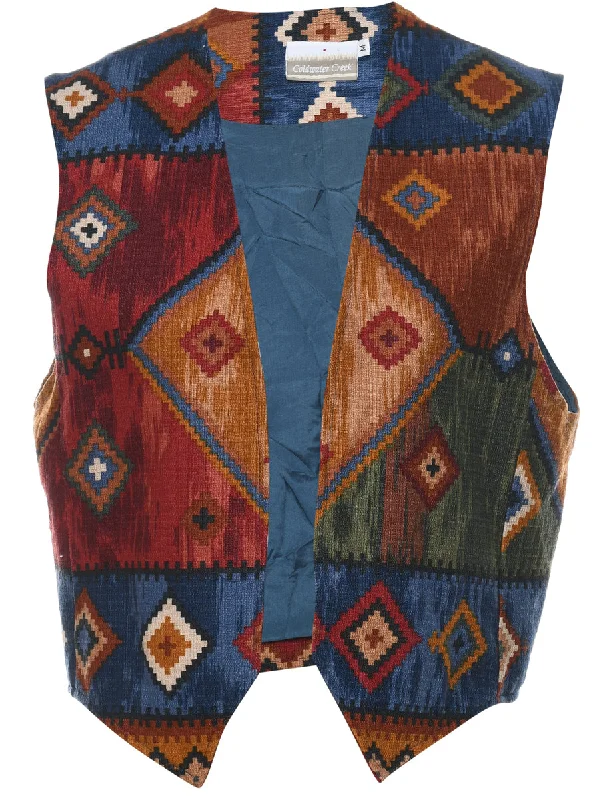 Aztec Print Waistcoat - M Youthful Men's Anime