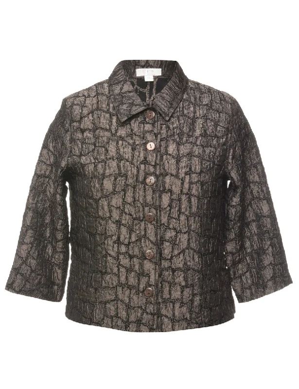 Snakeskin Print Black & Silver Jacket - S Polished Men's Satin