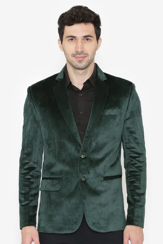 Cotton Velvet Green Blazers Relaxed Men's Beach