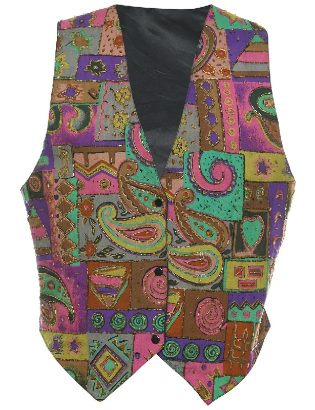 Paisley Pattern Waistcoat - L Casual Men's Japanese 