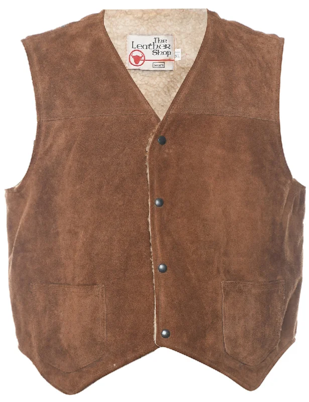 Suede Waistcoat - XL Unique Men's Upcycled