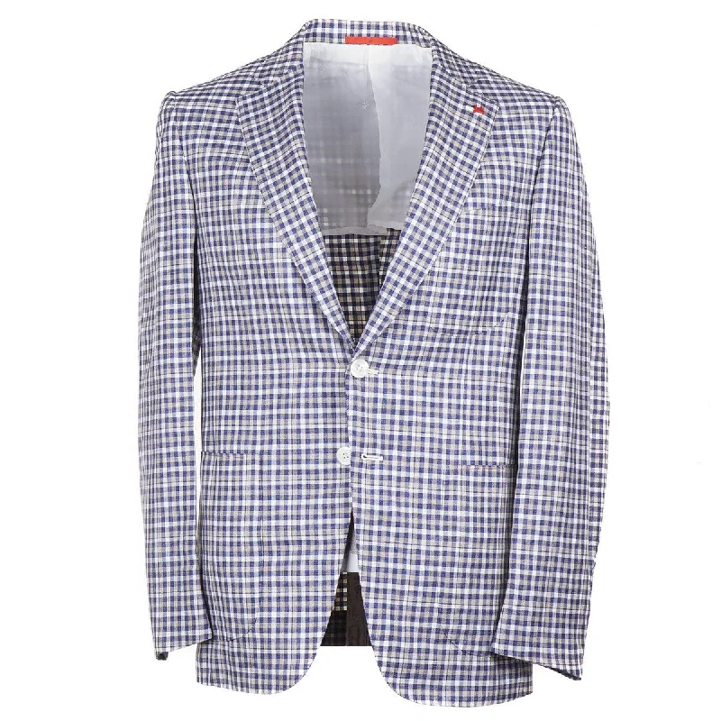 Isaia Lightweight Wool-Silk-Linen Sport Coat Polished Men's Satin