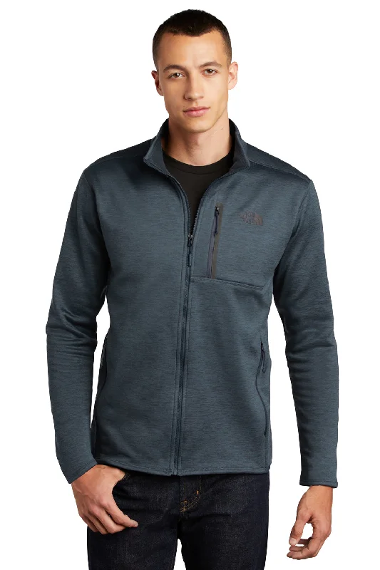 The North Face Mens Skyline Full Zip Fleece Jacket - Heather Urban Navy Blue Athletic Men's High