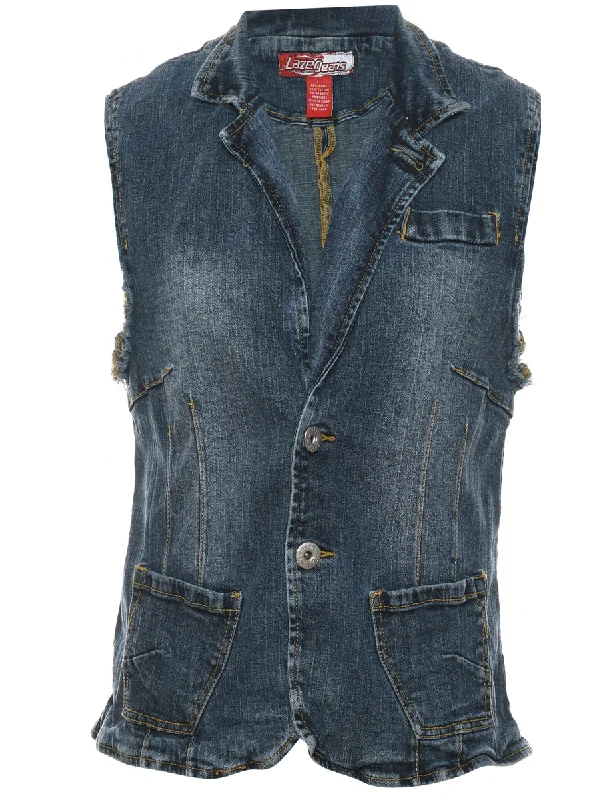 Medium Wash Denim Jacket Vest - L Dapper Men's Bow