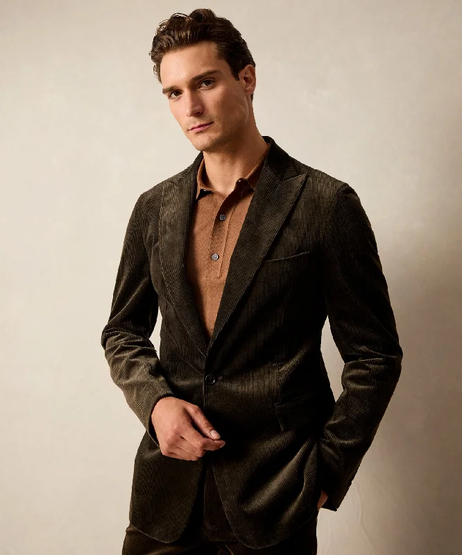 Italian Fine Wale Corduroy Sutton Jacket in Dark Brown Elegant Men's Cashmere