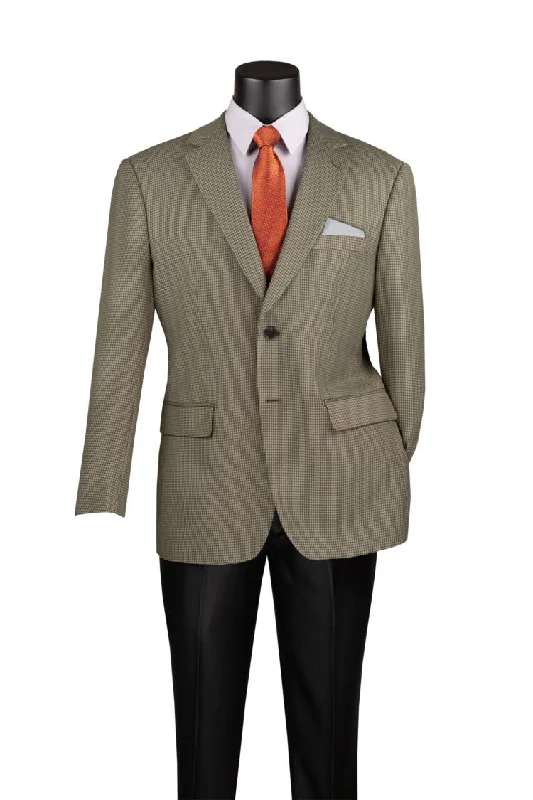 Modern Fit Houndstooth Pattern Sports Coat in Olive Casual Men's Short