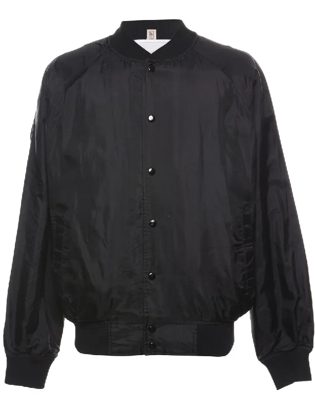 Black Bomber Jacket - L Dapper Men's 1920S