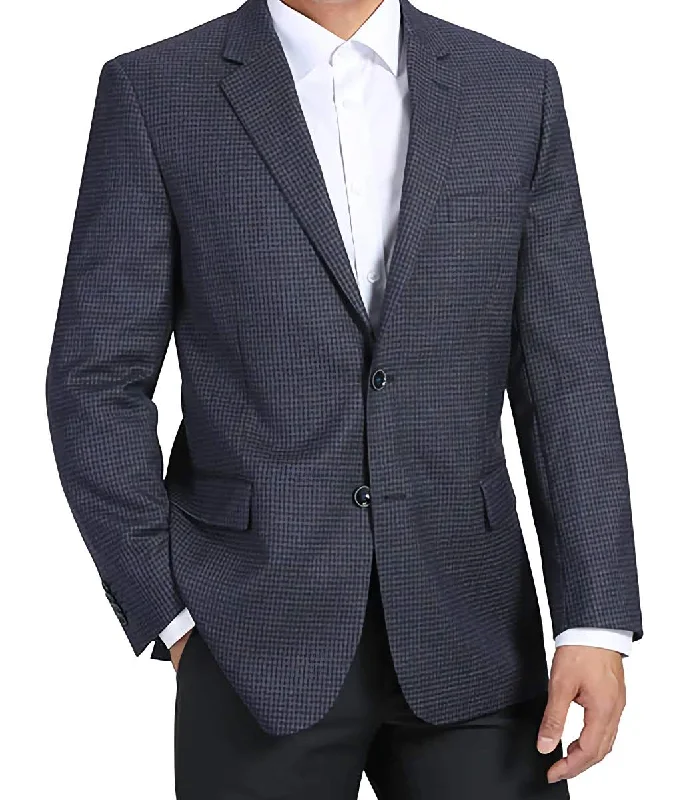 100% Wool Regular Fit 2 Button Blazer Mini Check in Navy Cool Men's Skate