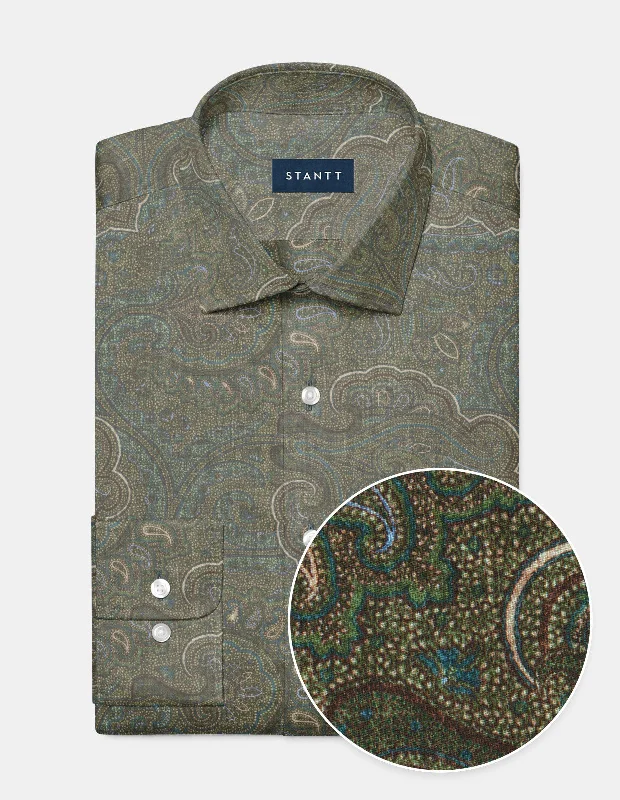 Turquoise and Brown Fancy Paisley Print Dynamic Men's Glow