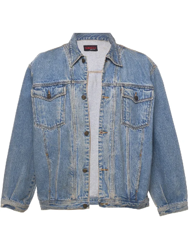 Button Front Denim Jacket - L Casual Men's Loose