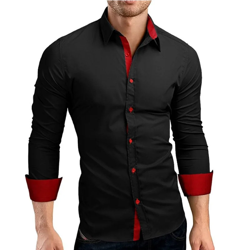 Men Shirt Brand 2018 Male High Quality Long Sleeve Shirts Casual Hit Color Slim Fit Black Man Dress Shirts 4XL Relaxed Men's Beach