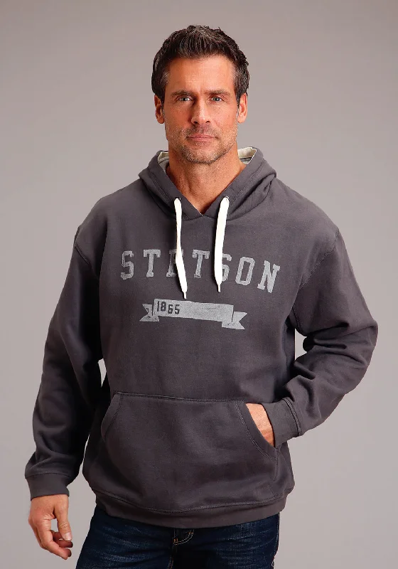 Stetson Mens Dark Grey Poly/Cotton 1865 Banner Hoodie Modern Men's 