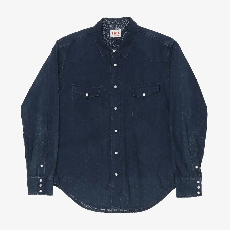 Denim Western Shirt Preppy Men's College