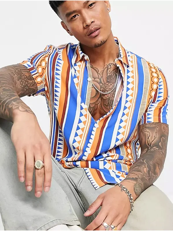 Men's Striped/Printed Shirt,Multi Modern Men's Tech