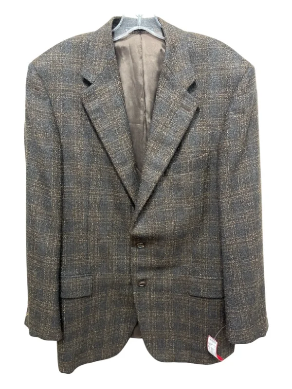 Zanella Brown & Blue Wool Blend Plaid notched 2 Button Men's Blazer Confident Men's Power