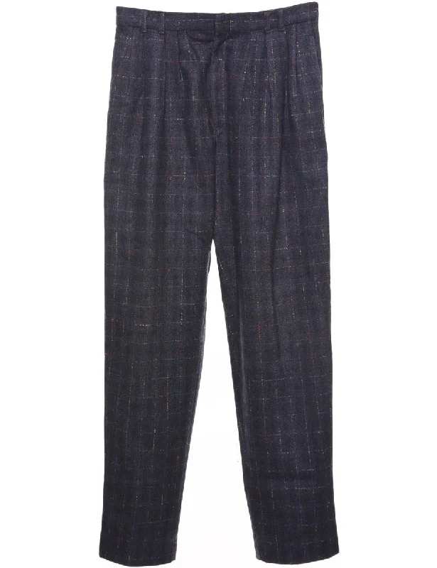 Elegant Checked Pattern Trousers - W30 L32 Earthy Men's Sustainable 