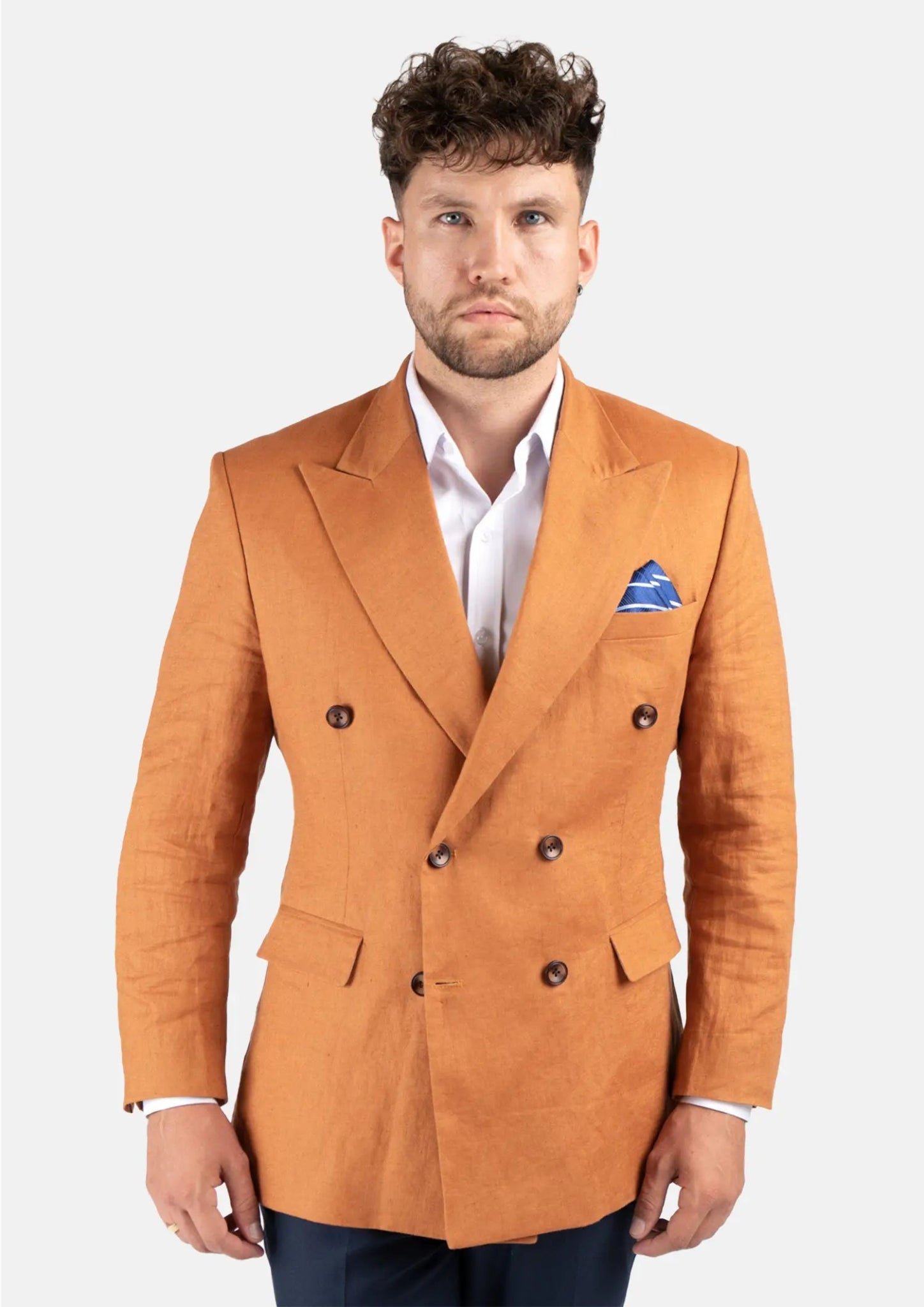 Waverly Burnt Orange Linen Jacket Hip Men's Retro