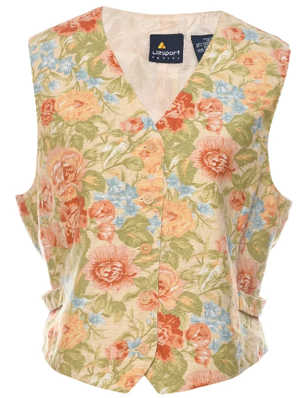 Floral Pattern Waistcoat - L Cool Men's Skate