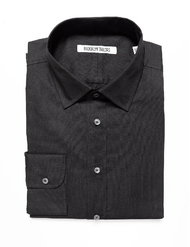 BKT20 Slim Dress Shirt in Pinpoint Oxford - Black Sleek Men's Metallic