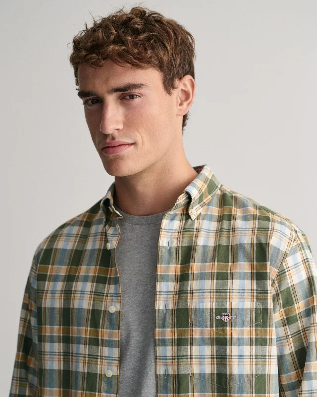 GANT - Cotton Linen Shirt - Check - Pine Green Unique Men's Upcycled