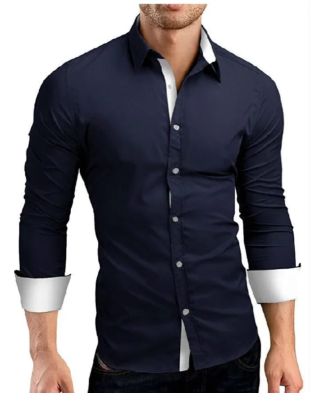 Two-Tone Slim-Fit Business Shirt Vacation