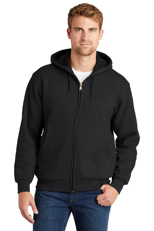 Cornerstone Heavyweight Full-Zip Hooded Sweatshirt With Thermal Lining Modern Men's Geometric