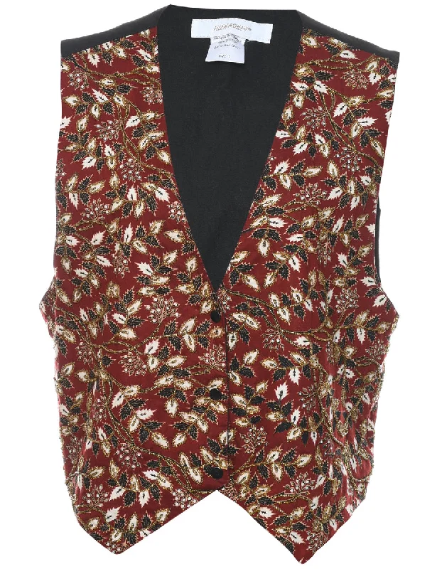 Ellen Ashley Leafy Print Waistcoat - L Bohemian Men's Free