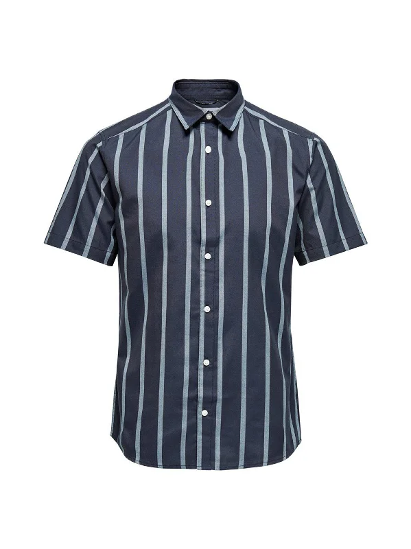 Men's Striped Dress Shirt,Navy Masculine Men's 