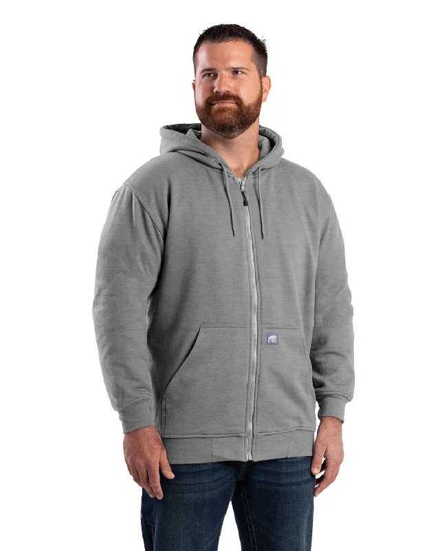 Berne Mens Grey Fleece Thermal Hooded Sweatshirt Adventure